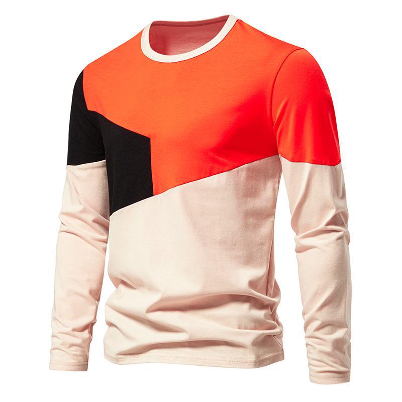 Herren Langarm T-Shirt mit modernem Farbblockdesign EB