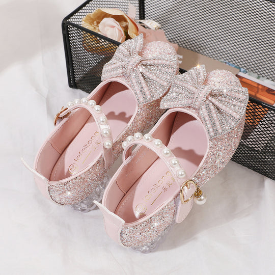 Damen Glitzernde Ballerinas mit Perlenverschluss EB