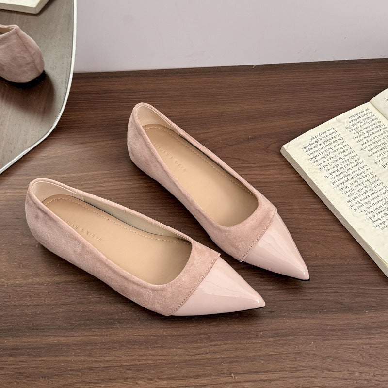 Damen elegante Ballerinas mit geschmackvollem Lack- und Veloursledermix EB