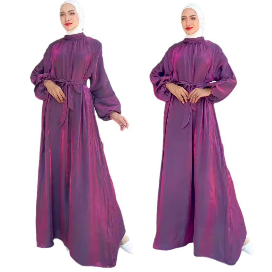 Damen Elegantes Langarmkleid mit Taillengürtel EB
