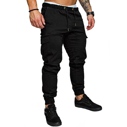 Herren nan taillierter Cargo-Jogger mit elastischem Bund, Kordelzug und aufgesetzten Taschen EB