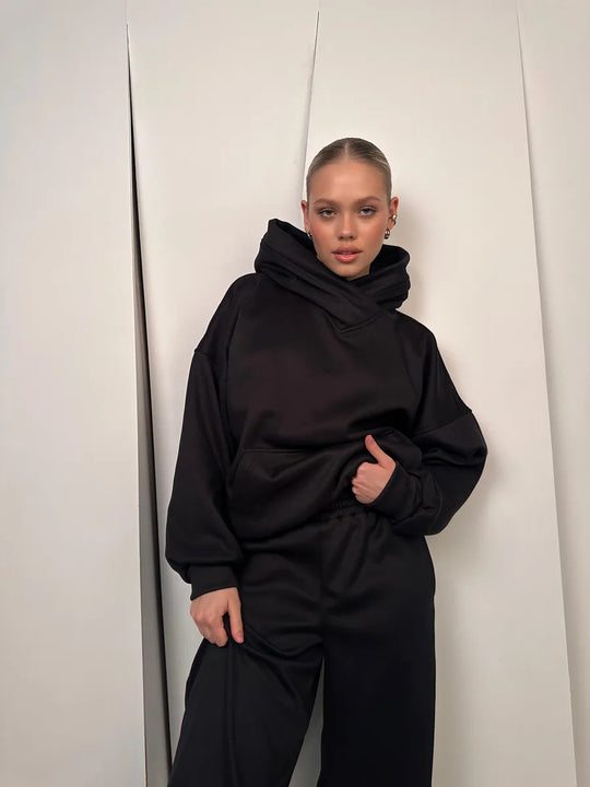 Damen lässiges Kapuzen-Set mit weitem Schnitt EB