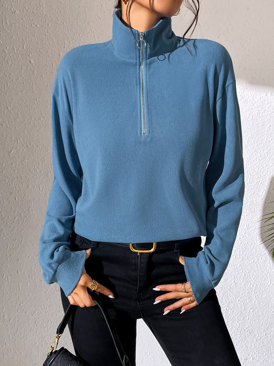 Damen modischer Pullover mit Reißverschluss und langem Arm EB