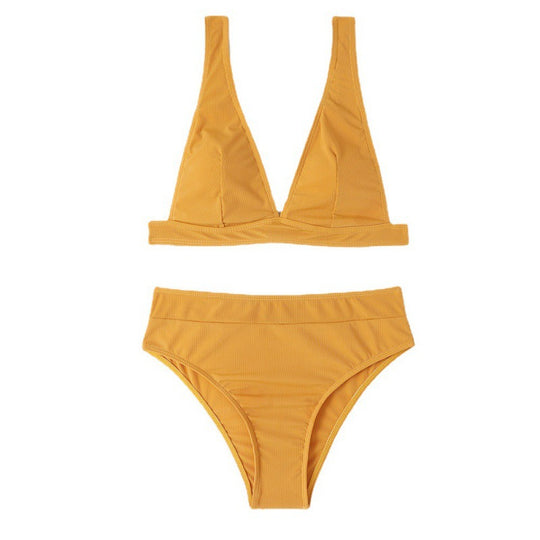 Damen Triangel-Bikini-Set mit hohem Bund und vorteilhaftem Wickeldesign EB