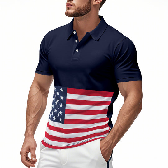Herren Poloshirt mit einzigartigem Flaggenmotiv und moderner Passform EB