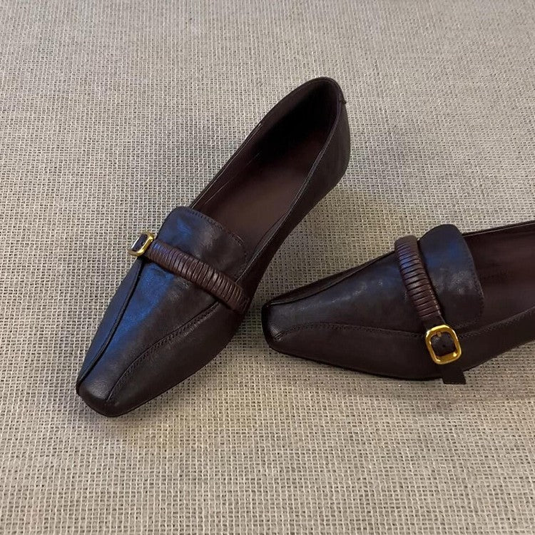 Damen Elegante Mokassins mit modischem Riemenverschluss und spitz zulaufendem Design EB