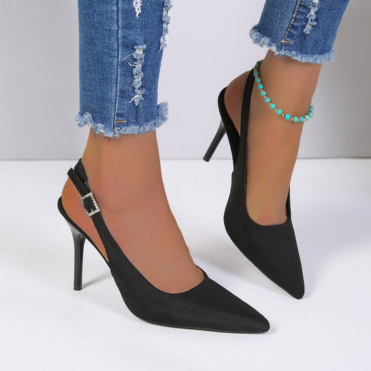 Damen Slingback Pumps mit elegantem Spitzer und feinem Material EB