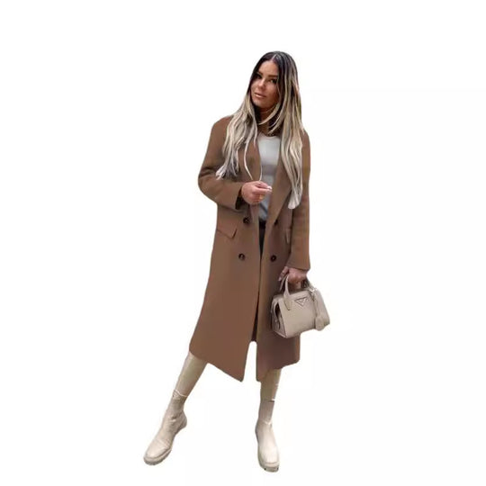 Damen Eleganter und zeitloser Wool Coat mit Doppelreiher EB