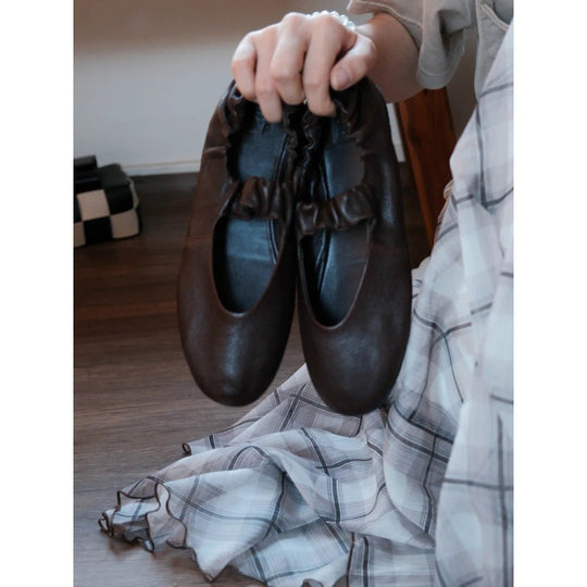 Damen Ballerinas aus softem Leder mit elastischem Riemen EB