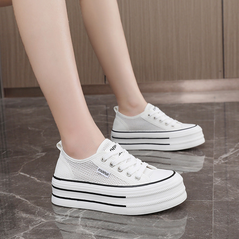 Damen Plattform Sneakers aus atmungsaktivem Mesh mit modischem Design EB