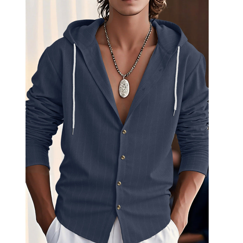 Herren lässige und modische Hemdjacke mit Kapuze EB