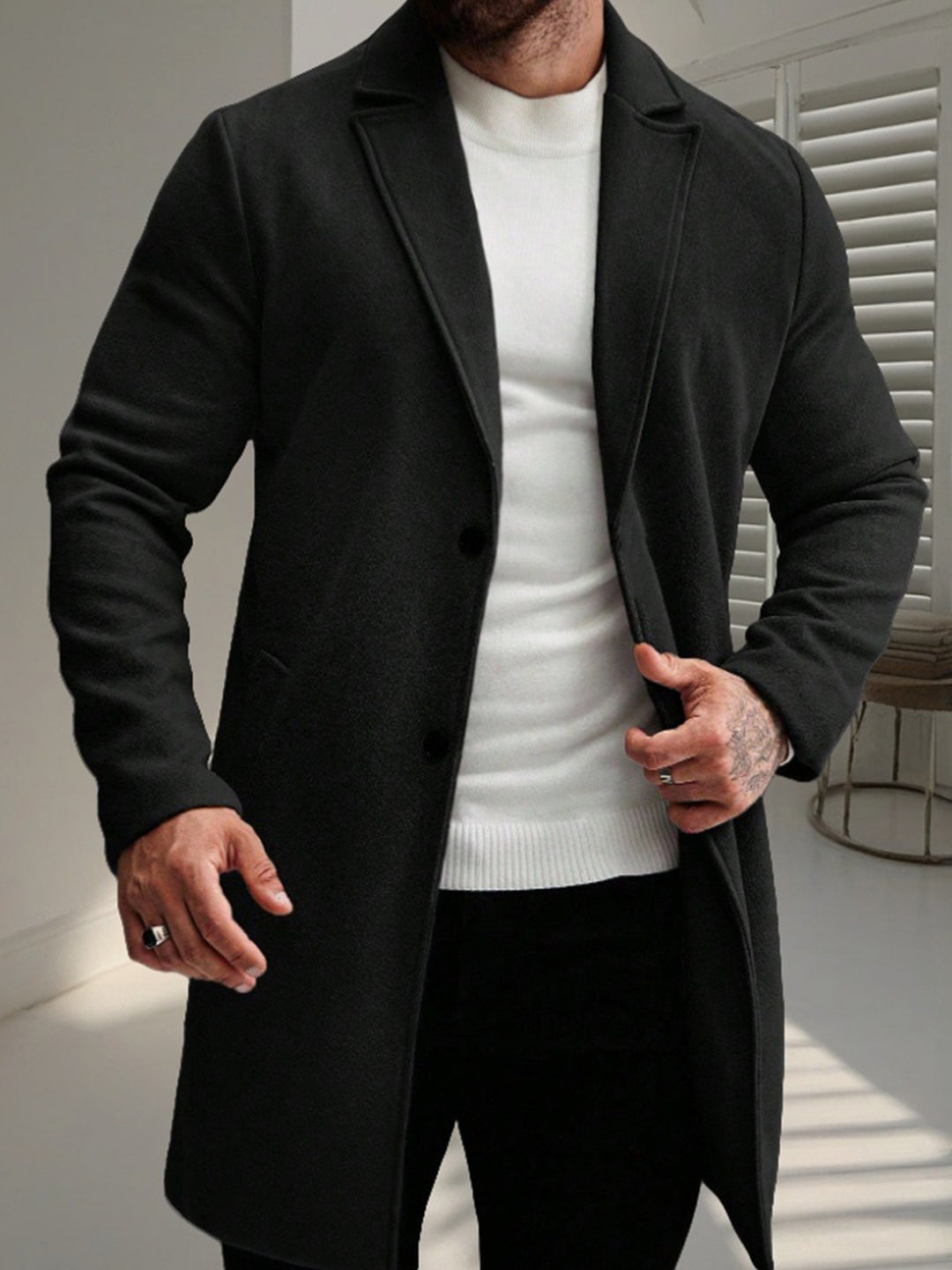 Herren eleganter Wollmantel EB