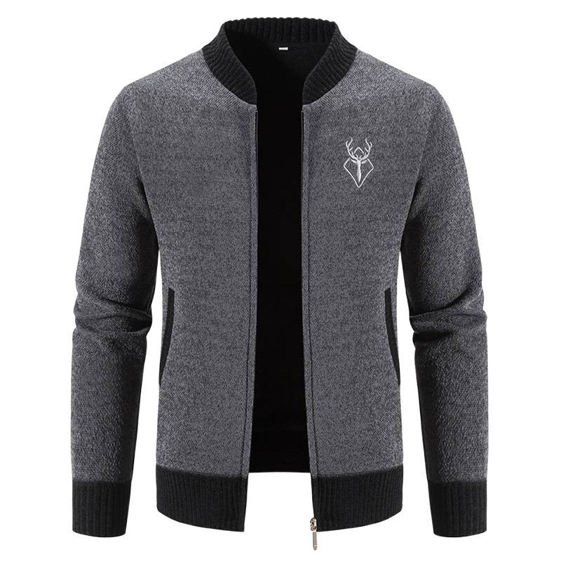 Herren modische Strickjacke mit Reißverschluss und hohem Kragen EB