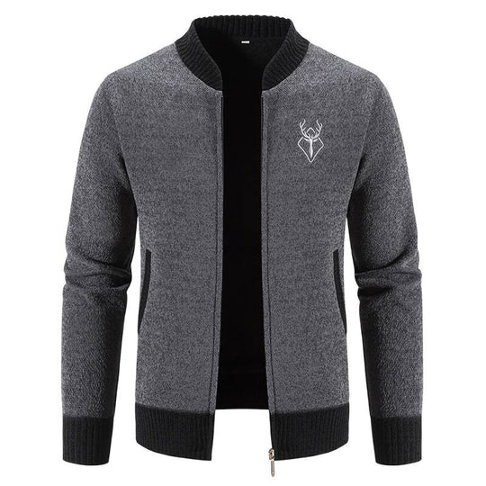 Herren modische Strickjacke mit Reißverschluss und hohem Kragen EB