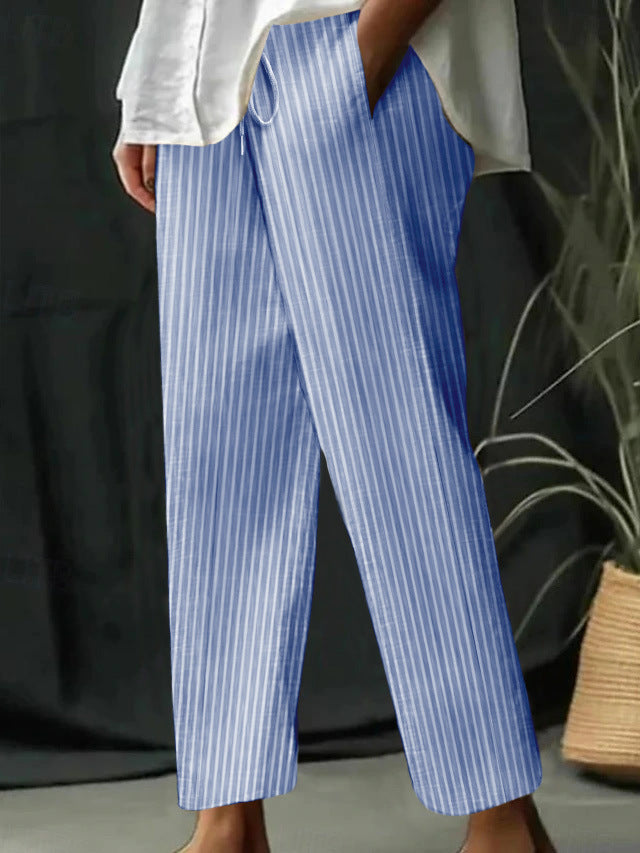 Damen Freizeithose mit gestreiftem Design und komfortablem Bund EB
