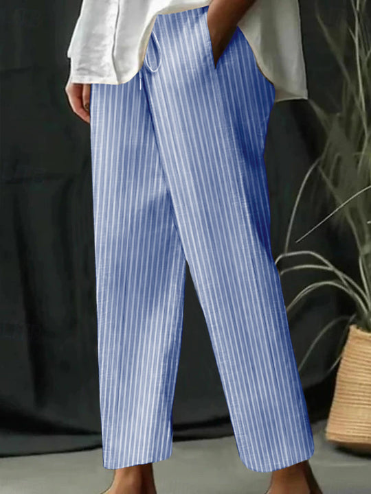 Damen Freizeithose mit gestreiftem Design und komfortablem Bund EB