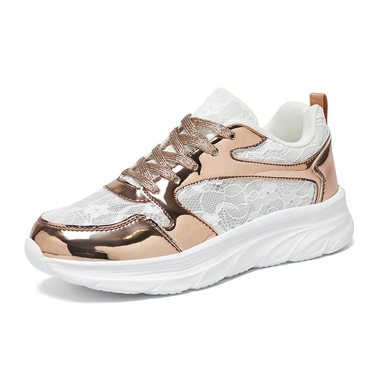 Damen Sneaker mit glänzendem Obermaterial und spitzenförmigem Design EB