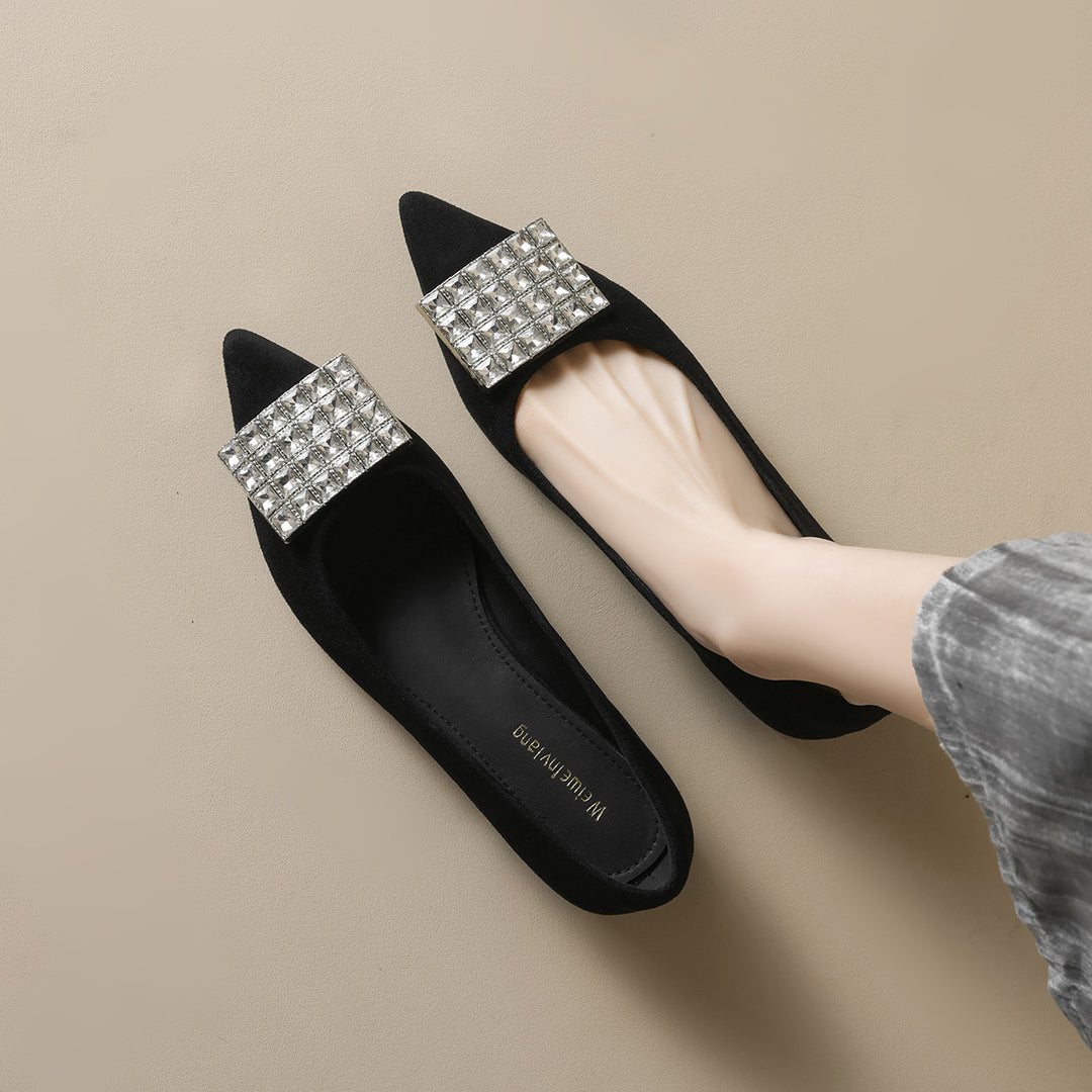 Damen Elegante Ballerinas mit funkelndem Steinbesatz EB
