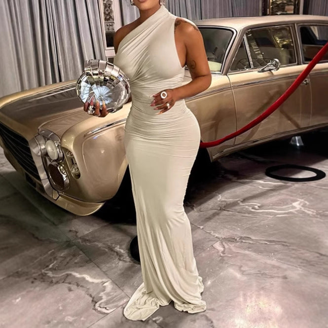 Damen Elegantes Wickel-Maxikleid mit asymmetrischem Ausschnitt und luxuriösem Schnitt EB