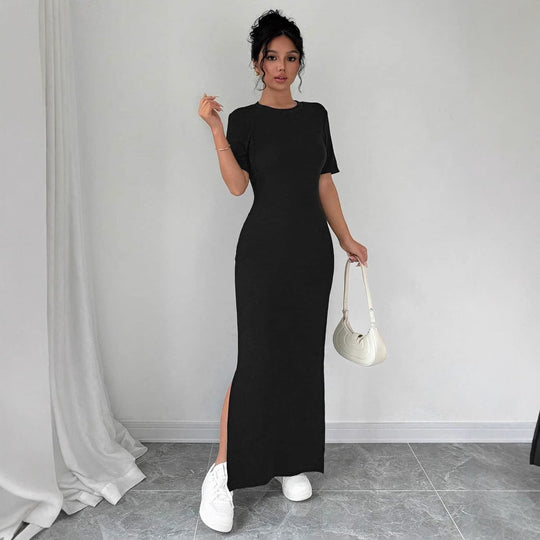 Damen Maxikleid aus weichem Baumwollmix mit Seitenschlitz EB