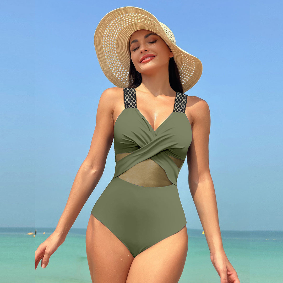Damen Einteiliger Badeanzug mit stylishen Mesh-Elementen EB