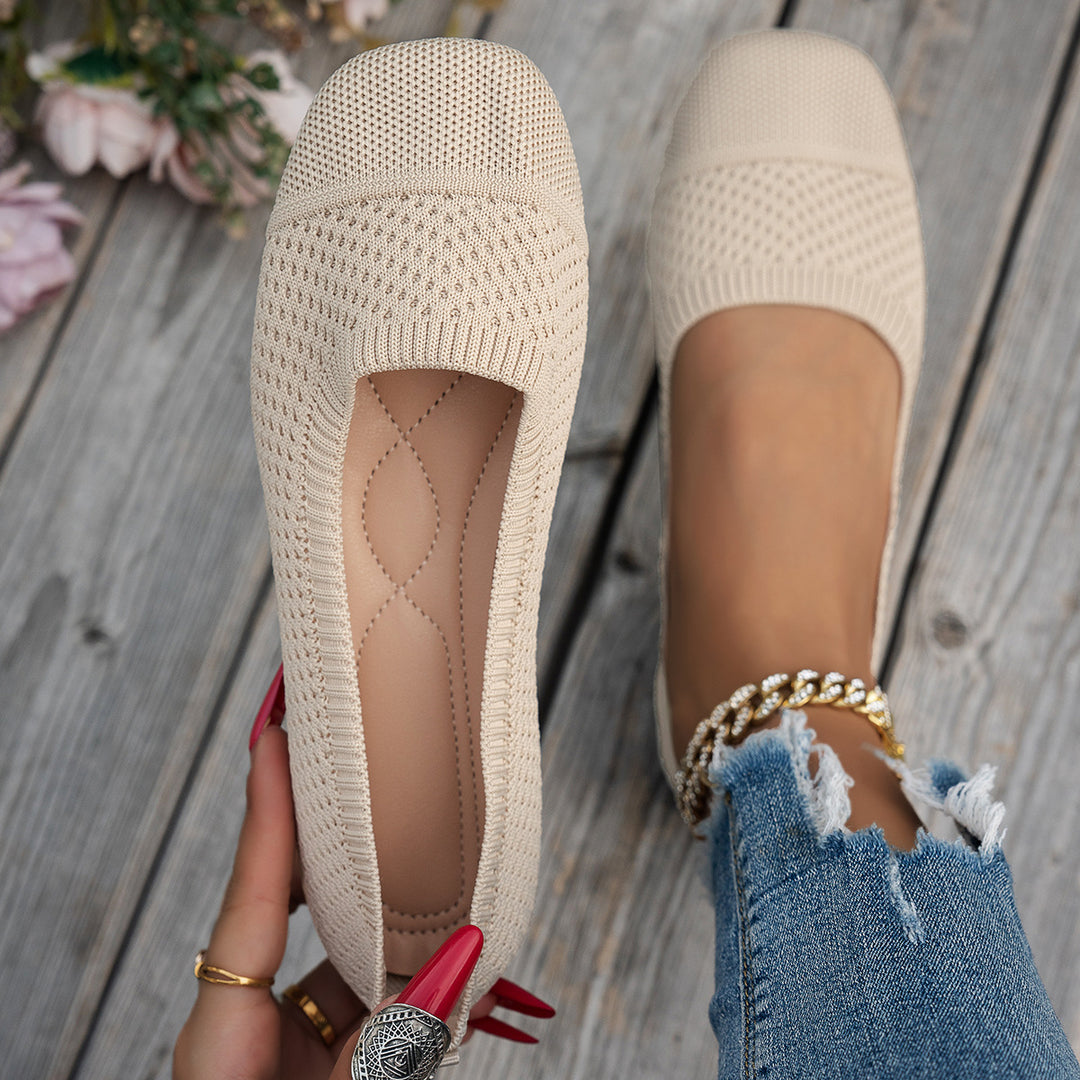 Damen atmungsaktive Slip-On Ballerinas mit flexiblem Netzdesign EB