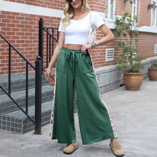 Damen Weite Freizeithose mit buntem Seitenstreifen EB