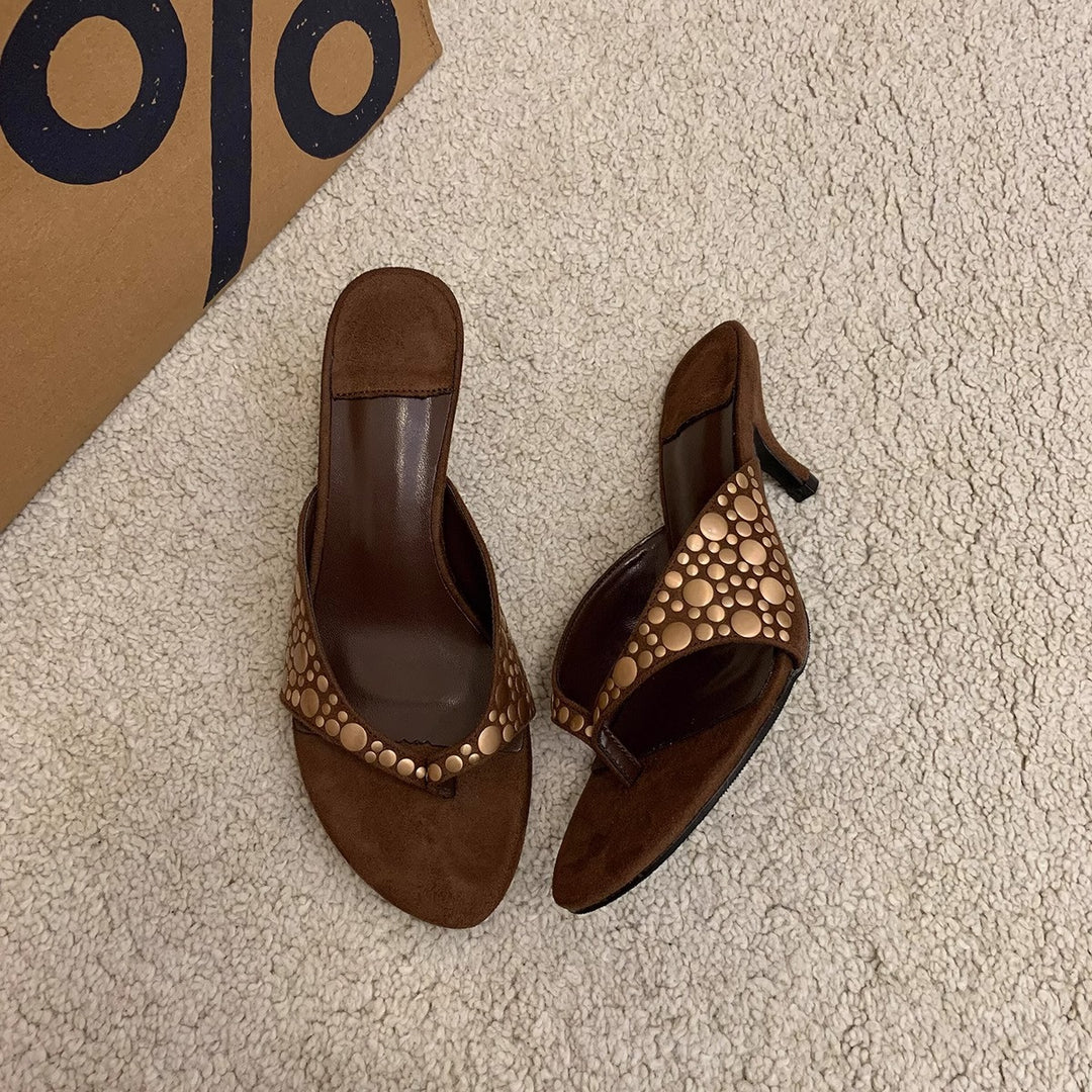 Damen elegante Pantolette mit schimmernden Akzenten EB