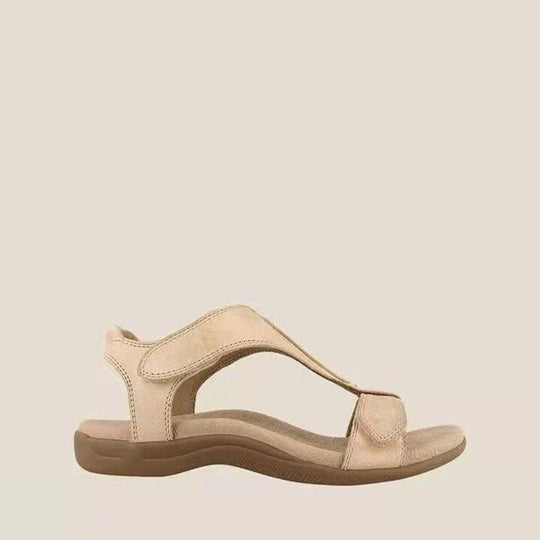 Damen Leder-Sandalen mit verstellbaren Klettriemen und ergonomischem Komfortfußbett EB