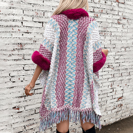 Damen Kuschelige Strickjacke mit luxuriösem Kunstfellbesatz EB