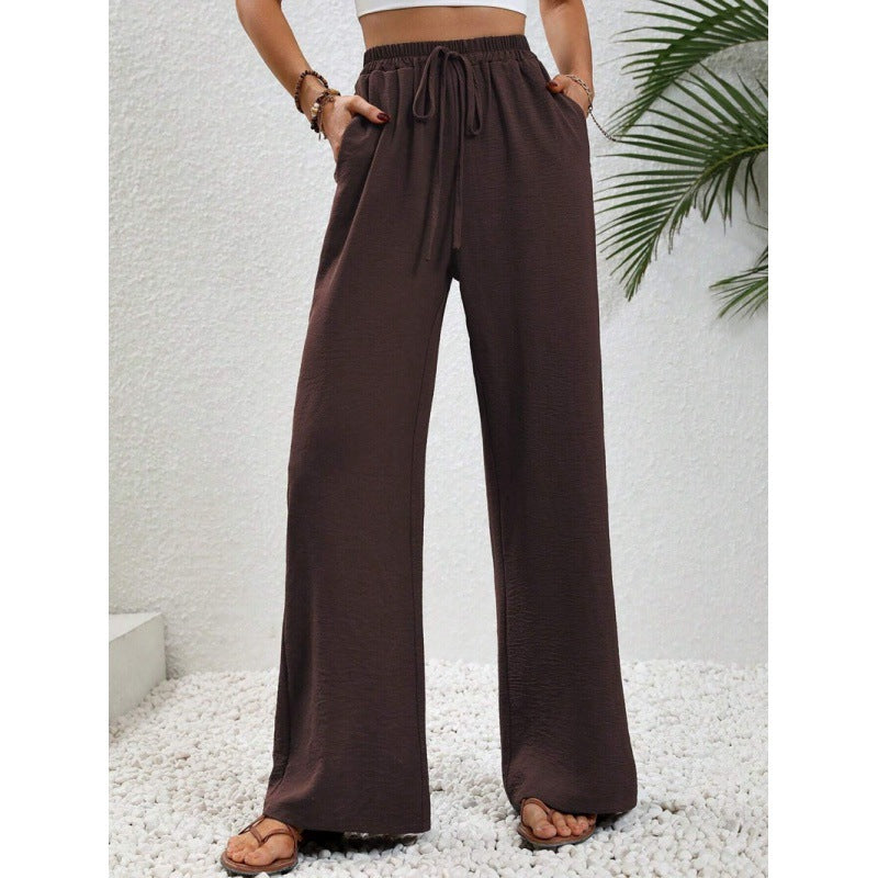Damen luftige Paltz-Hose mit elastischem Bund und praktischen Taschen EB