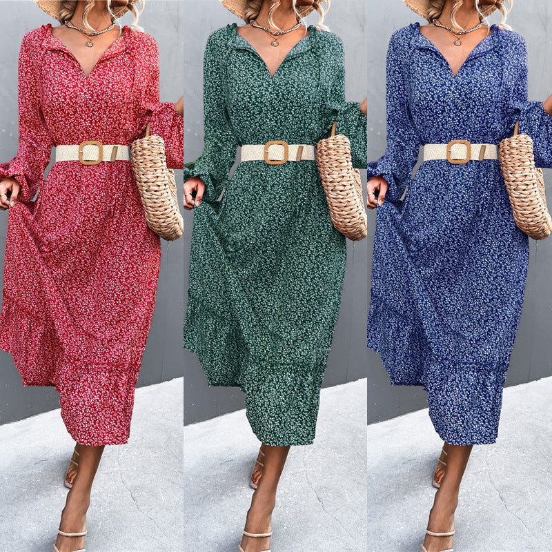 Damen Midikleid mit verspielt-floralem Design und weiten Ärmeln EB