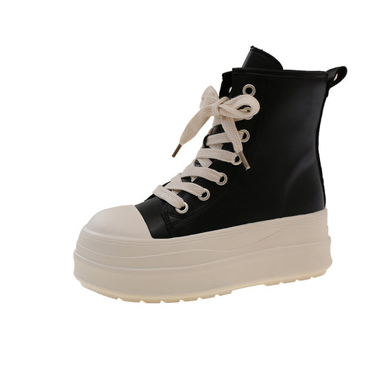 Damen hohe Sneakers mit Plateau-Sohle und elegantem Schnürsystem EB