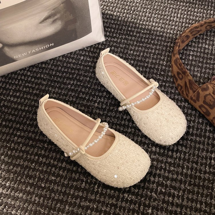 Damen Ballerinas mit zierlichem Perlenakzent EB