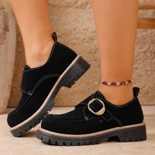 Damen Schnürschuhe mit modischem Riemen und robustem Profil EB