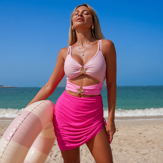 Damen Badeoberteil mit Cut-Outs und Raffung EB
