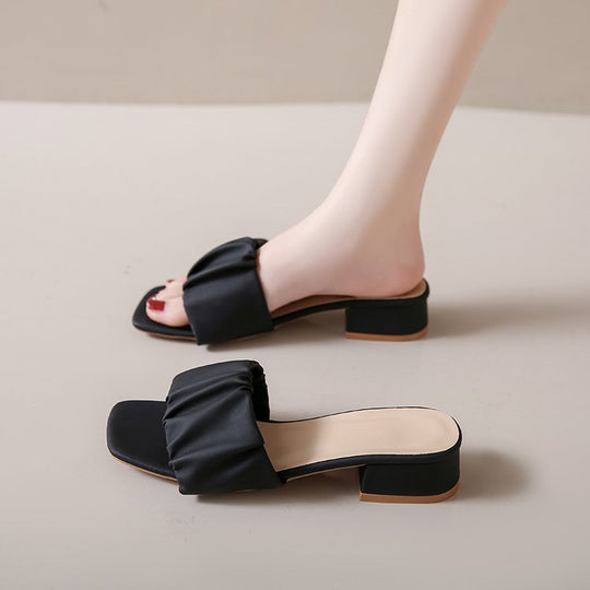 Damen elegante Mules mit modischer Raffung EB