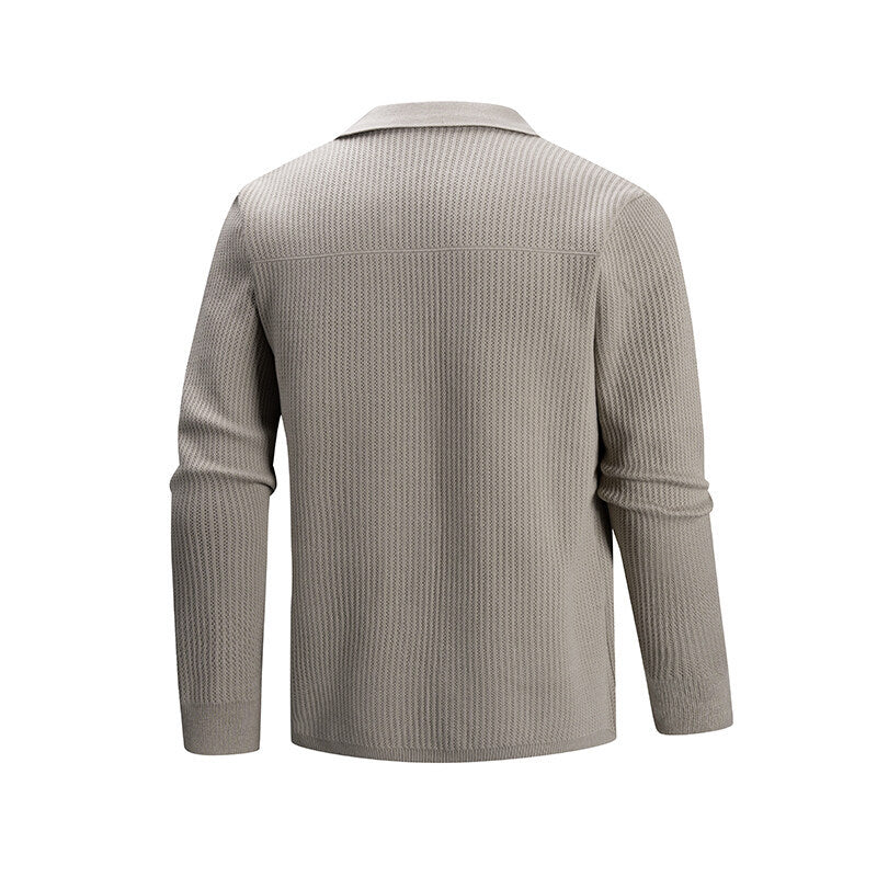 Herren Strickjacke mit modernem Rippmuster und praktischen Taschen EB