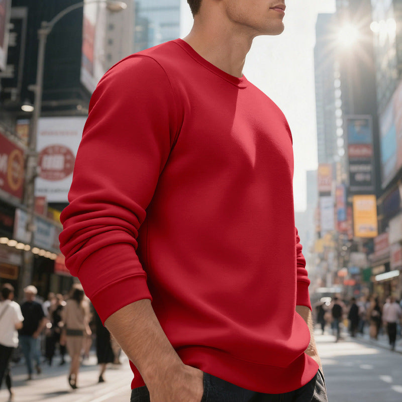 Herren lässiger Rundhals-Sweatshirt aus hochwertigem Baumwollmix mit strukturiertem Material EB