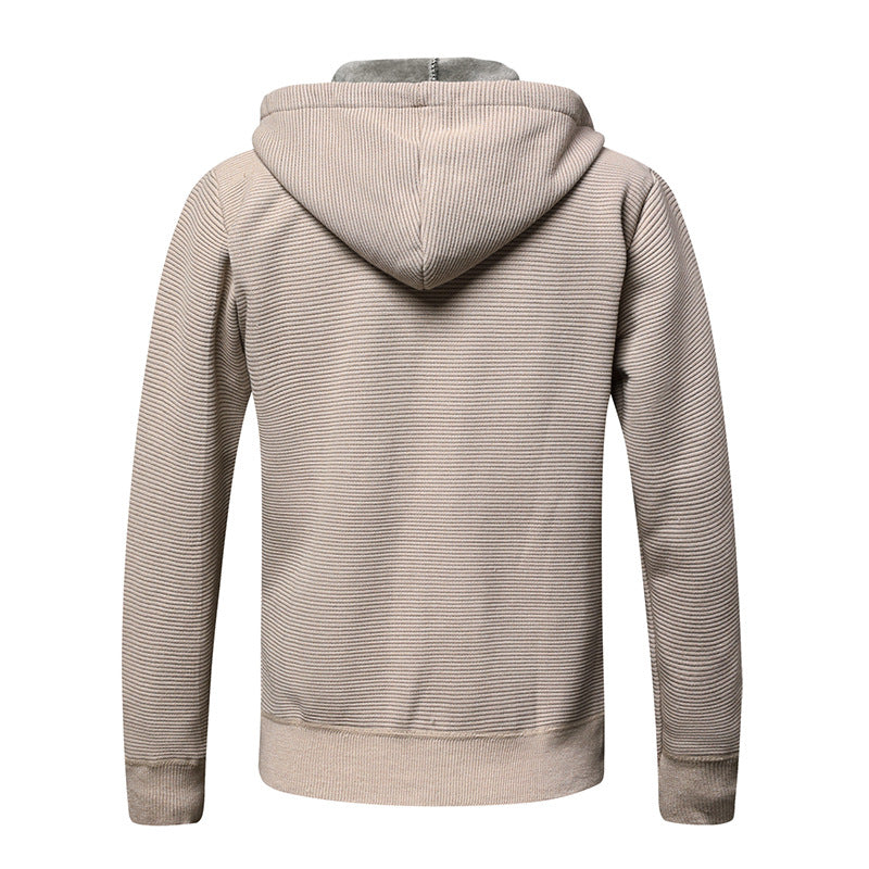 Herren fleecegefütterte Kapuzenjacke mit modischem Rippdesign EB