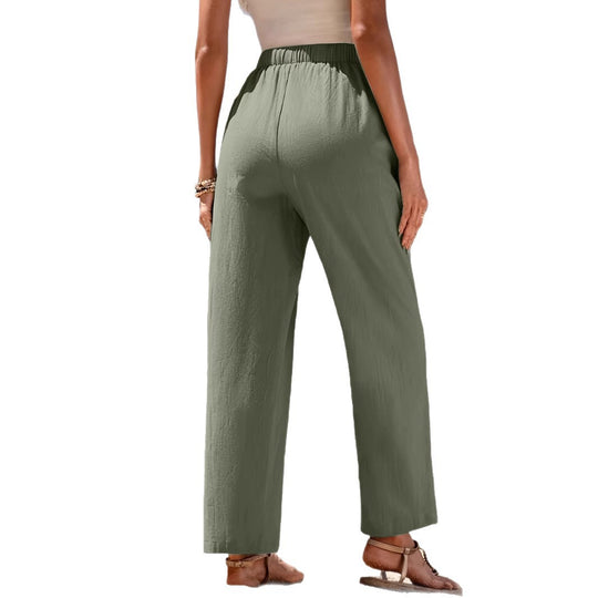 Damen Locker geschnittene Strandhose mit praktischen Taschen und elastischem Bund EB