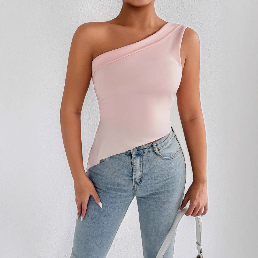 Damen Elegantes asymmetrisches Top mit einem Schulterdesign EB