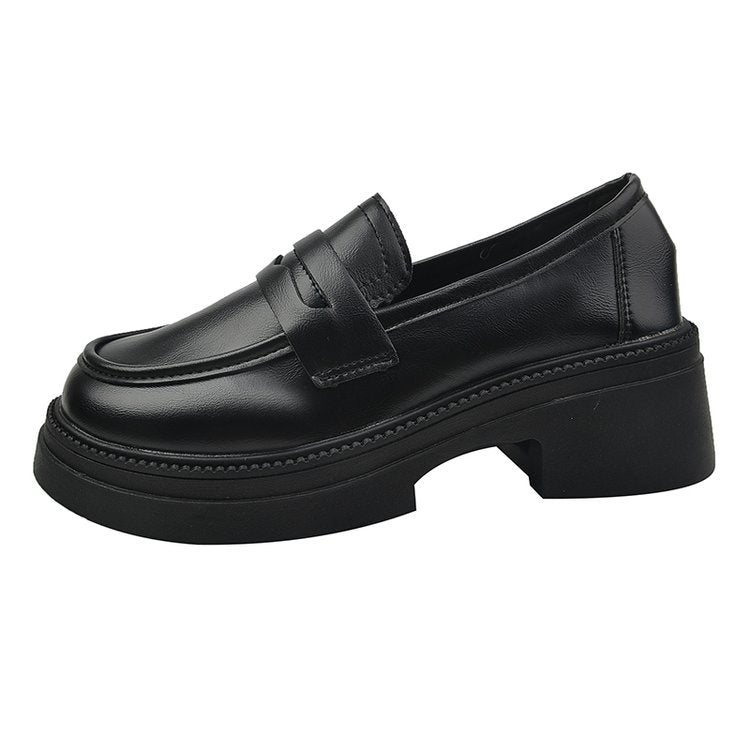 Damen elegante Mokassins mit hohem Blockabsatz EB