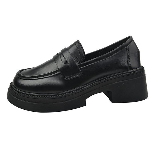 Damen elegante Mokassins mit hohem Blockabsatz EB