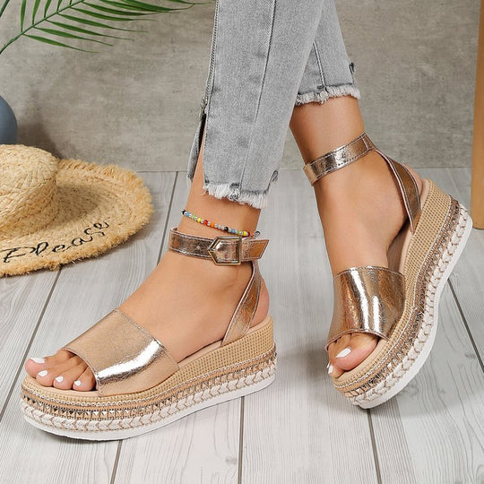 Damen Glitzernde Plateau-Sandalen EB