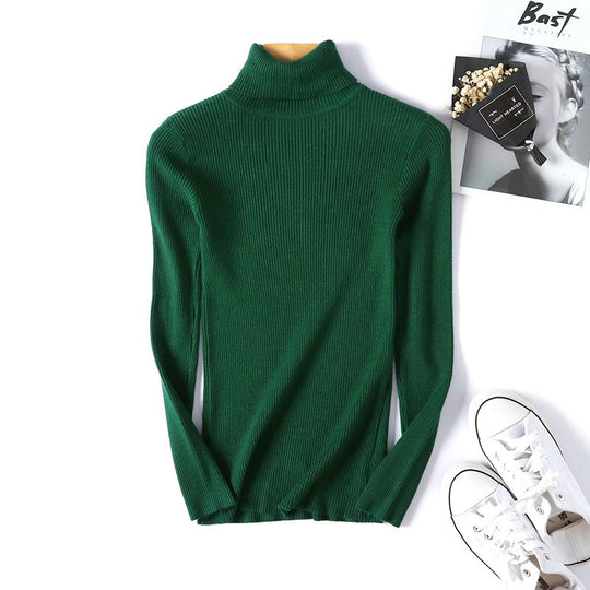 Damen Rollkragenpullover im feinen Rippenstrick EB