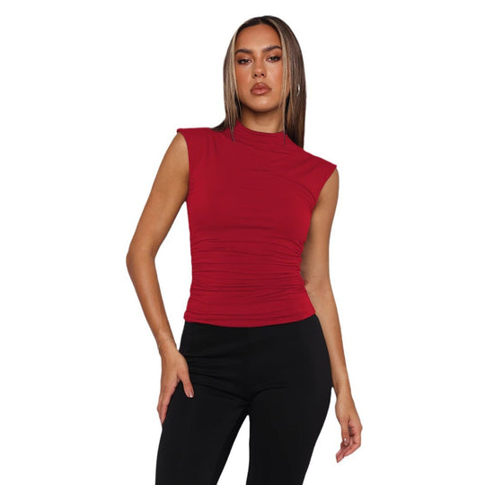 Damen Stretch-Oberteil mit figurbetontem Schnitt und hochgeschlossenem Kragen EB
