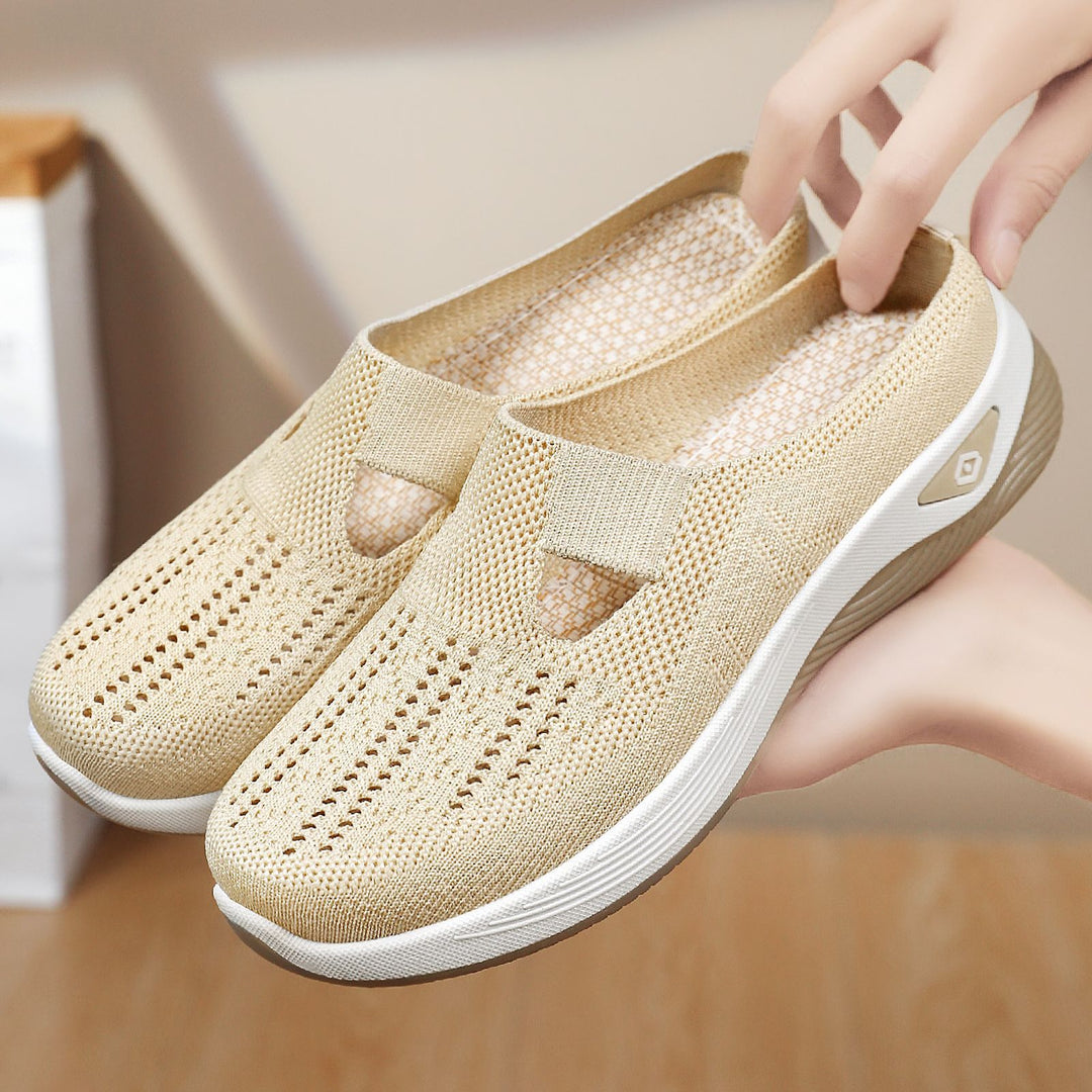 Damen Slip-On Freizeitschuhe mit atmungsaktivem Obermaterial und rutschfester Sohle EB