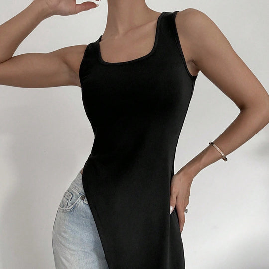 Damen Langarm-Umstands-Tunika mit asymmetrischem Schnitt und stylischen Denim-Elementen EB