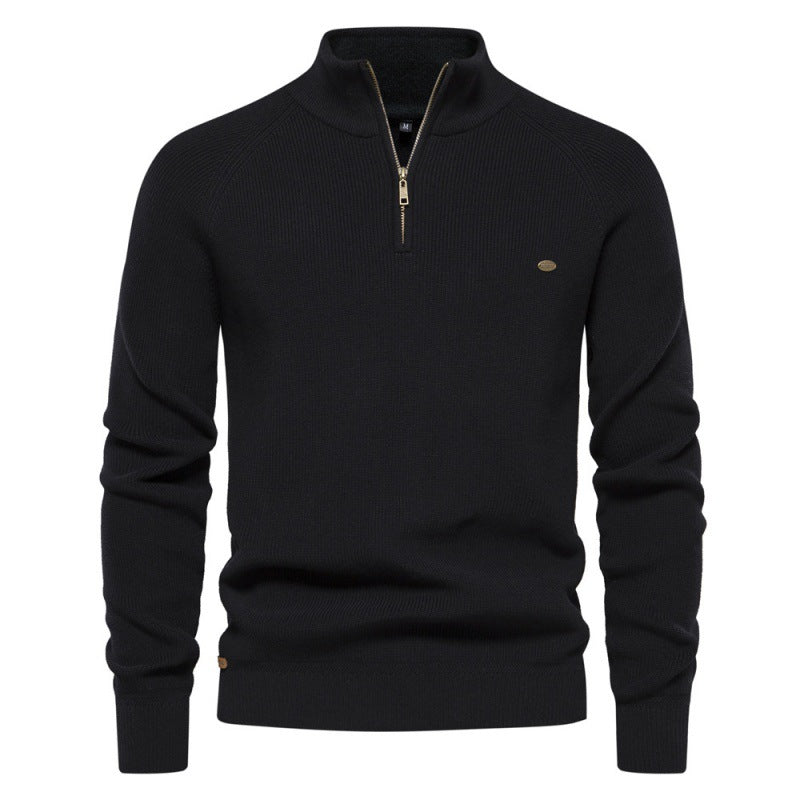 Herren Strickpullover mit halbem Reißverschluss und sportlichen Details EB